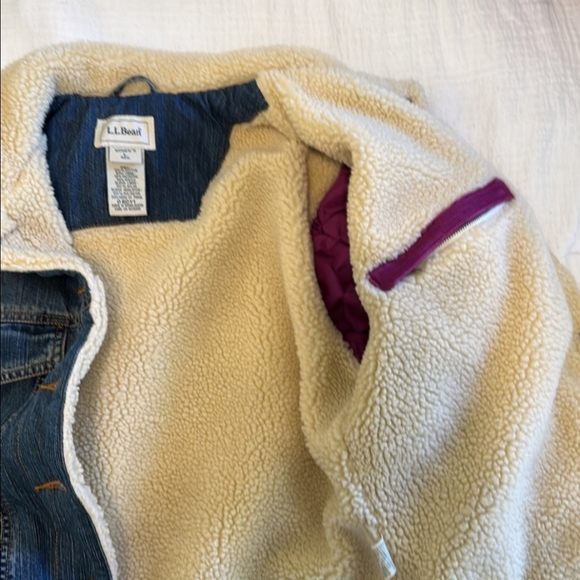 Sherpa-Lined Denim Jacket LLBean Sz L - Picture 6 of 11